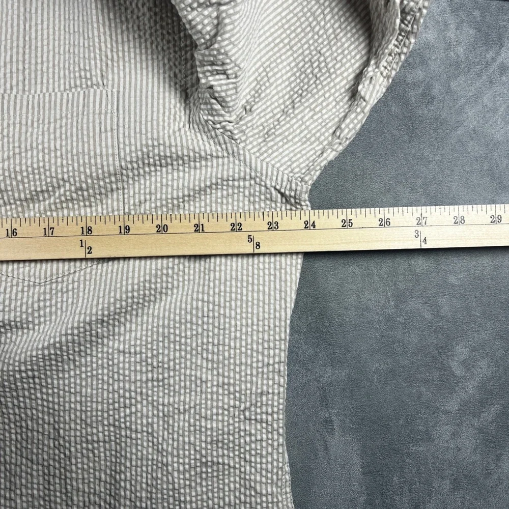 Banana Republic Mens‎ XL Seersucker Shirt Tan White Stripe Tailored Slim Fit NWT